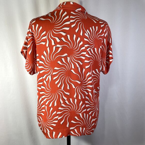 Diane Von Furstenburg Size 8 Dione Silk Stretch Drape Blouse Coral Short Sleeves - Picture 3 of 14